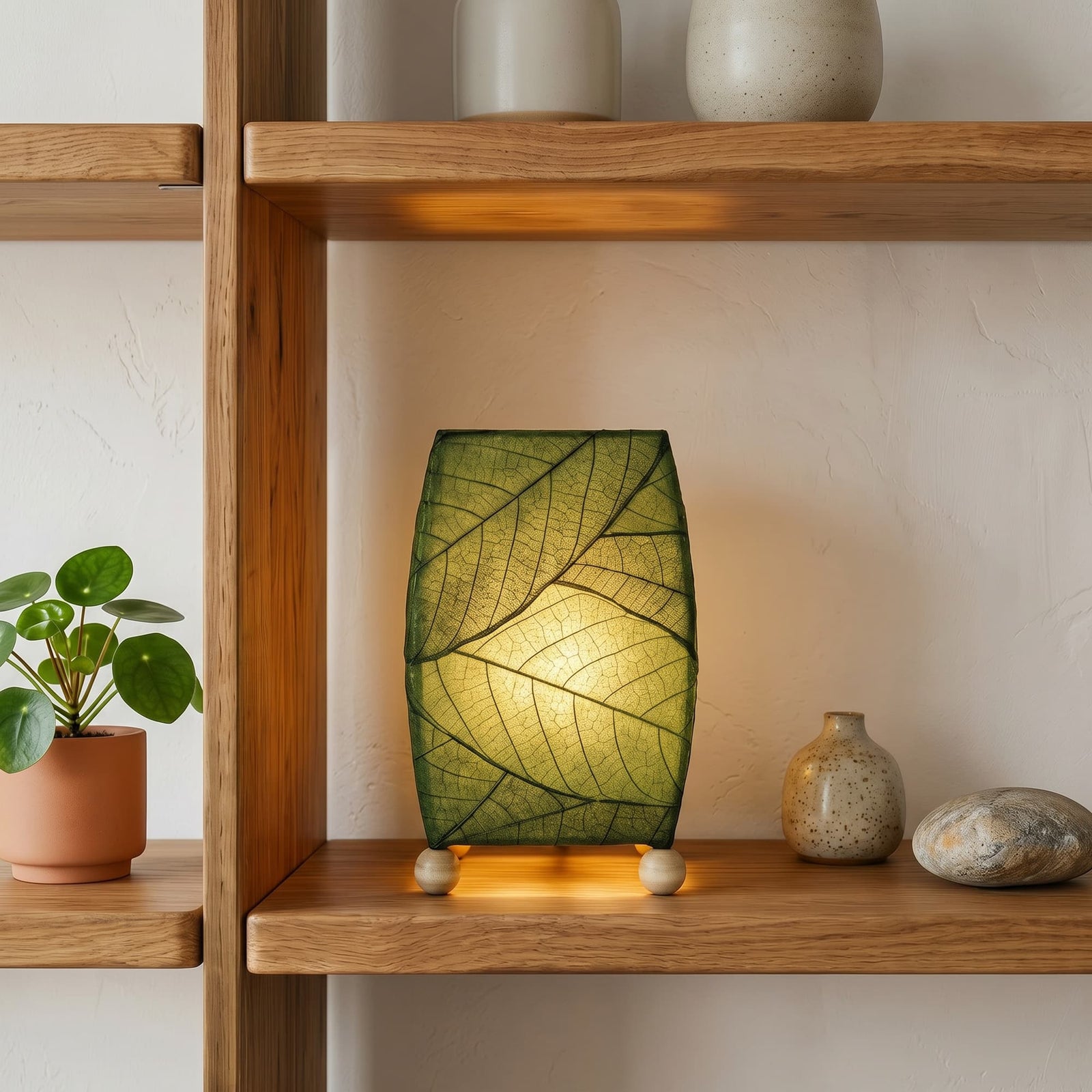 Eangee Mini Square Cocoa Leaf Table Lamp