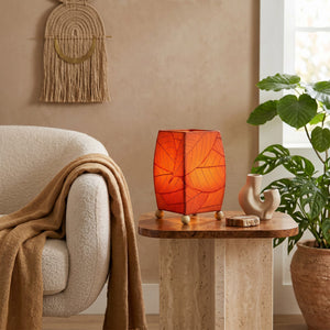 Eangee Mini Square Cocoa Leaf Table Lamp