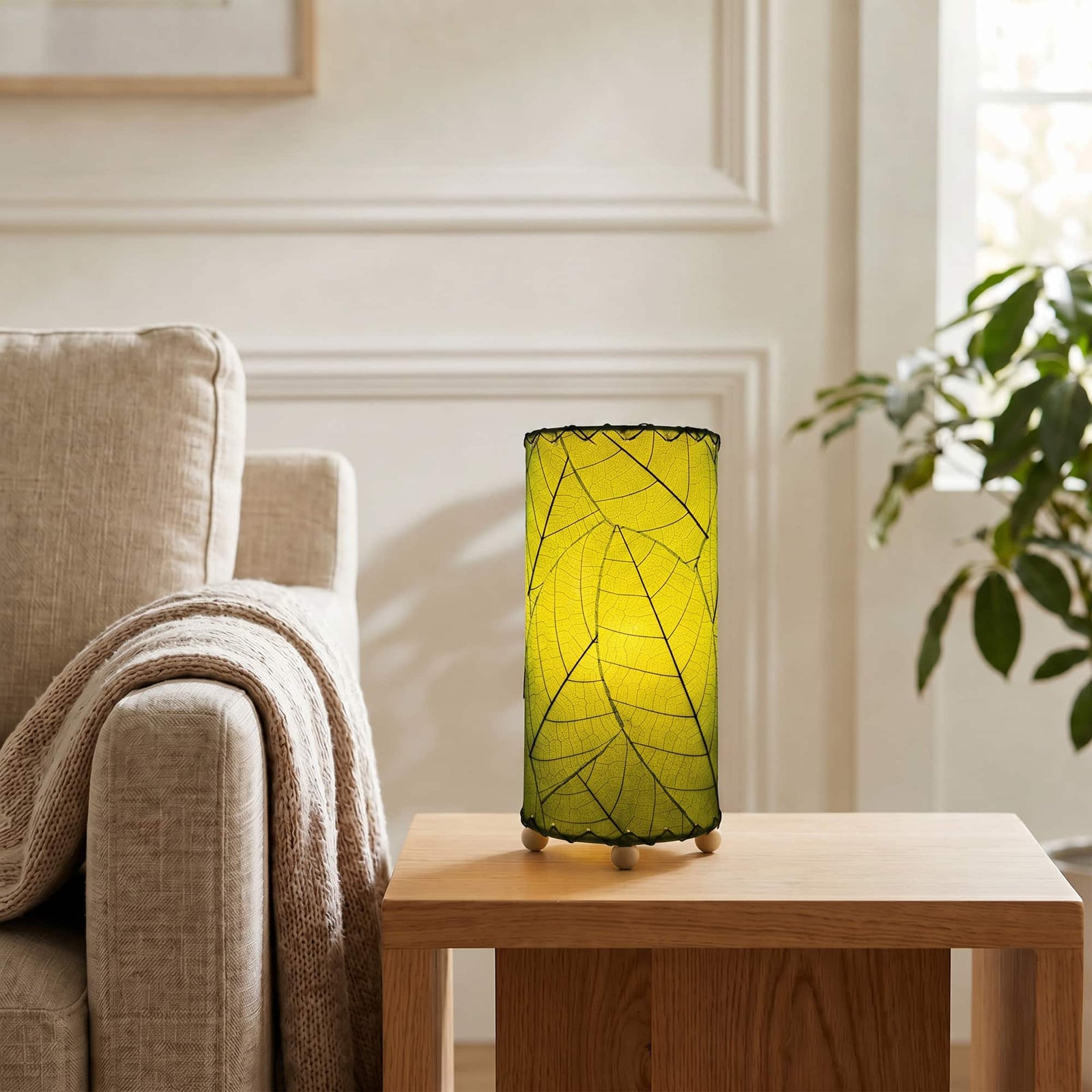 Eangee 12 Inch Cocoa Leaf Cylinder Lamp