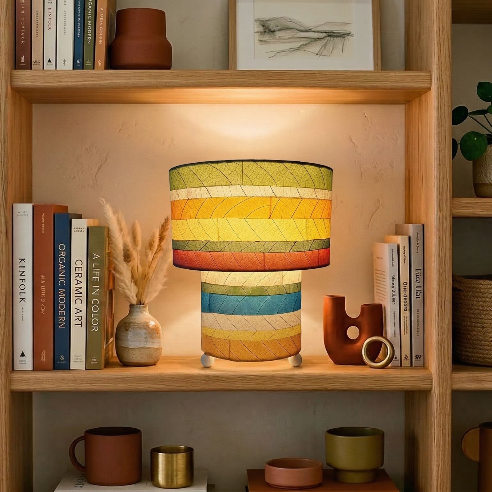 Eangee Striped Mushroom Table Lamp