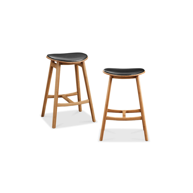 Greenington Skol Bar Height Stool with Leather (Box of 2), Caramelized